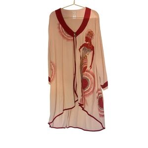 Freestyle Hand Beaded Rayon Kimono Duster Open Front Boho Artwear 2X